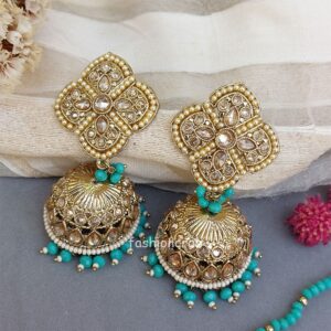 Aamna Maang Tikka with Earrings - Sea Green
