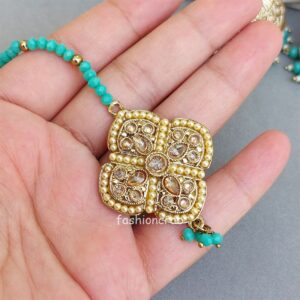 Aamna Maang Tikka with Earrings - Sea Green