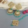 Aamna Maang Tikka with Earrings - Sea Green