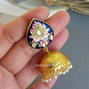 Alia Meenakari Jhumka - Blue