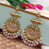 Light Lavender Pearl Long Chandbali Earring for Party