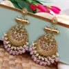 Light Lavender Pearl Long Chandbali Earring for Party