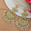 Light Peach Pearl Long Chandbali Earring for Party