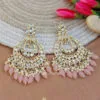 Light Pink Color Kundan Pearl Studded Chandbali Earrings