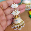 Light Pink Meenakari Lotus Jhumka Earring for Wedding