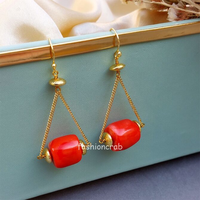 Natural Orange Stone Earrings-01 Natural Orange Stone Earrings