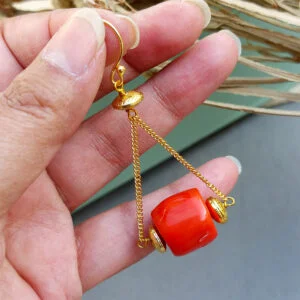 Natural Orange Stone Earrings