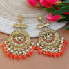 Orange Pearl Long Chandbali Earring for Party