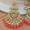 Orange Pearl Long Chandbali Earring for Party-02 Orange Pearl Long Chandbali Earring for Party