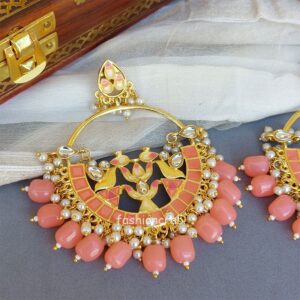 Peach Pearl Meenakari Earring