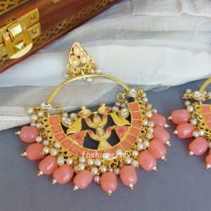 Peach Pearl Meenakari Earring