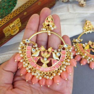 Peach Pearl Meenakari Earring