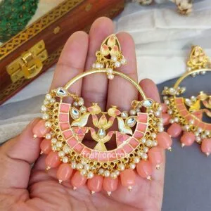 Peach Pearl Meenakari Earring