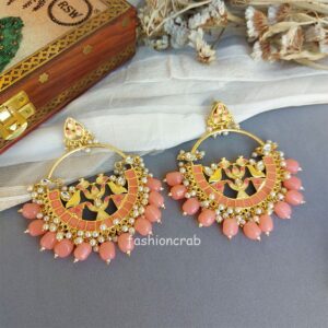 Peach Pearl Meenakari Earring