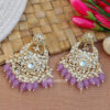 Purple Color Kundan Statement Pearl Ethnic Earrings