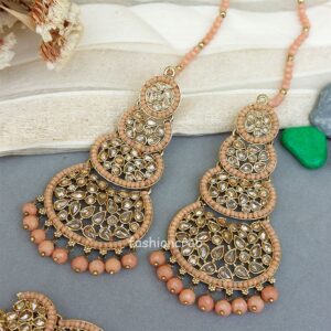 Rani Maang Tikka Set - Peach