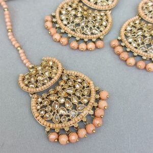 Rani Maang Tikka Set - Peach