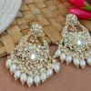 White Color Kundan Statement Pearl Ethnic Earrings-01 White Color Kundan Statement Pearl Ethnic Earrings