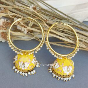 Yellow Color Jhumka for Saree