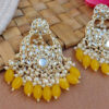 Yellow Color Kundan Statement Pearl Ethnic Earrings-01 Yellow Color Kundan Statement Pearl Ethnic Earrings