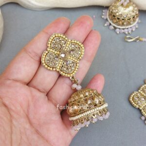 Aamna Maang Tikka with Earrings - Pink