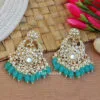 Blue Color Kundan Statement Pearl Ethnic Earrings