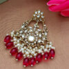 Dark Pink Color Kundan Statement Pearl Ethnic Earrings