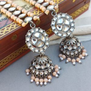 Light Orange Black Metal Jhumka