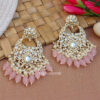 Light Pink Color Kundan Statement Pearl Ethnic Earrings