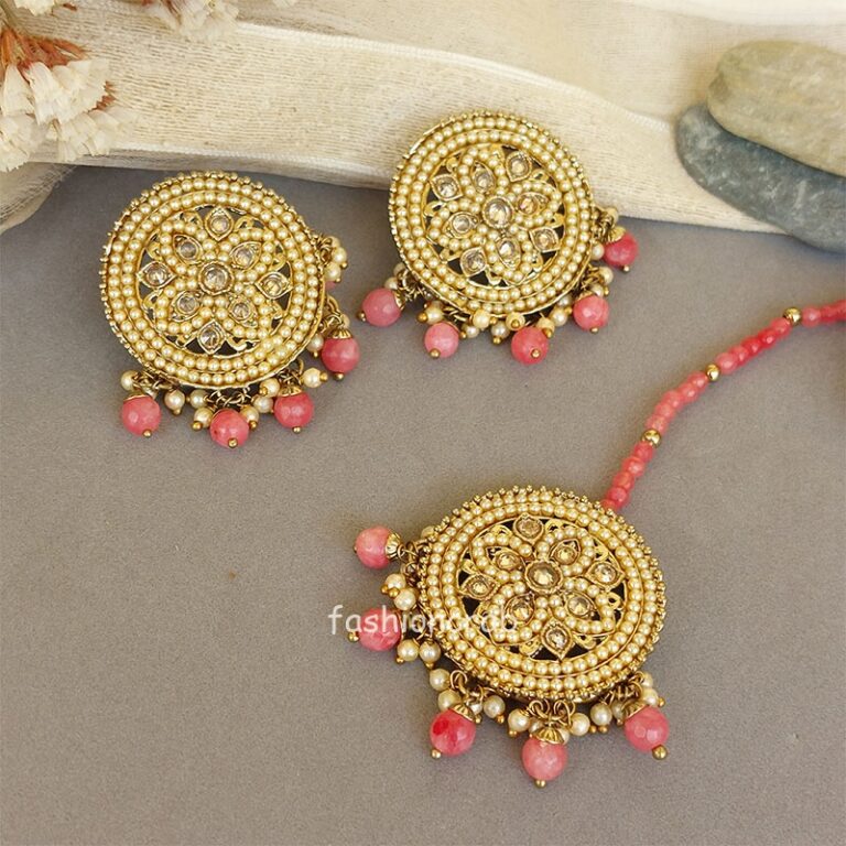 DHEERA earrings + tikka (Mint x Pink) main image 1