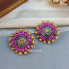 Pink Orange Oxidised Stud Earrings for Saree