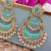 Sea Green Enamel Kundan Chandbali Earrings for Wedding-03 Sea Green Enamel Kundan Chandbali Earrings for Wedding