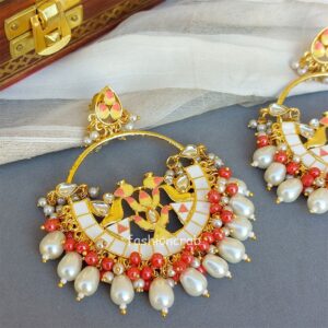 White Pearl Meenakari Earring