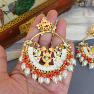 White Pearl Meenakari Earring