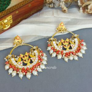 White Pearl Meenakari Earring