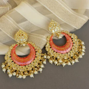 Big Pink Kundan Earrings
