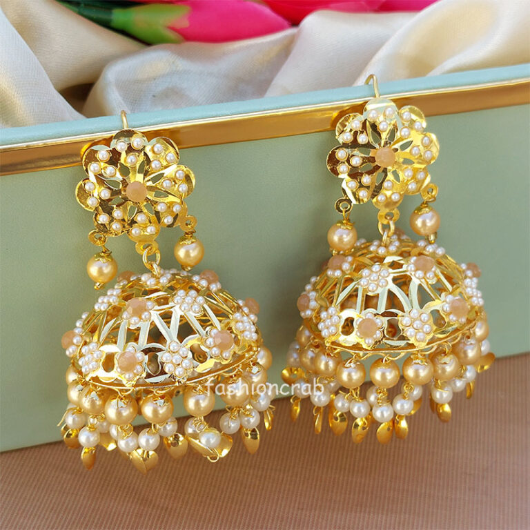Champagne Color Pipal Patti Earring for Lehenga