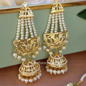 Elegant Punjabi Pearl Drop Jhumka Earring with Tikka