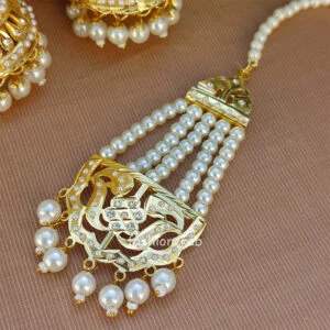 Elegant Punjabi Pearl Drop Jhumka Earring with Tikka