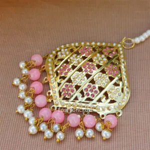 Jadau Small Jhumka Earring Set - Light Pink