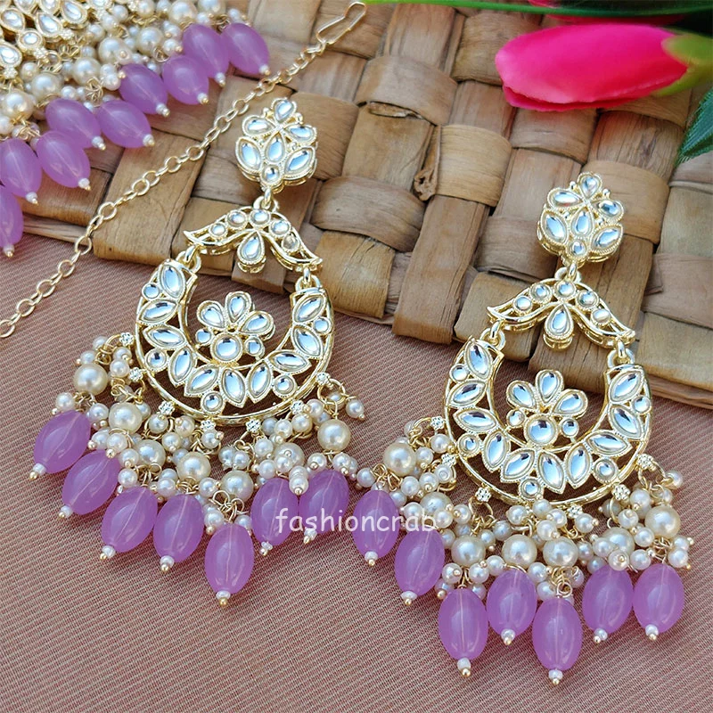 Lavender Pearl Kundan Set for Saree