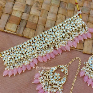 Light Pink Pearl Kundan Set for Saree