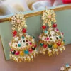 Multi Color Pipal Patti Earring for Lehenga-01 Multi Color Pipal Patti Earring for Lehenga