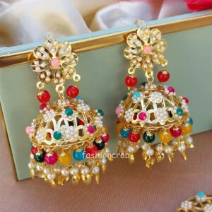 Multi Color Pipal Patti Earring for Lehenga