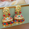 Multicolor Pearl Pipal Patti Jadau Earring with Tikka Set-01 Multicolor Pearl Pipal Patti Jadau Earring with Tikka Set