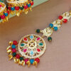 Multicolor Pearl Pipal Patti Jadau Earring with Tikka Set-02 Multicolor Pearl Pipal Patti Jadau Earring with Tikka Set