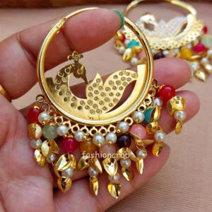 Multicolor Pearl Studded Punjabi Bali Earrings