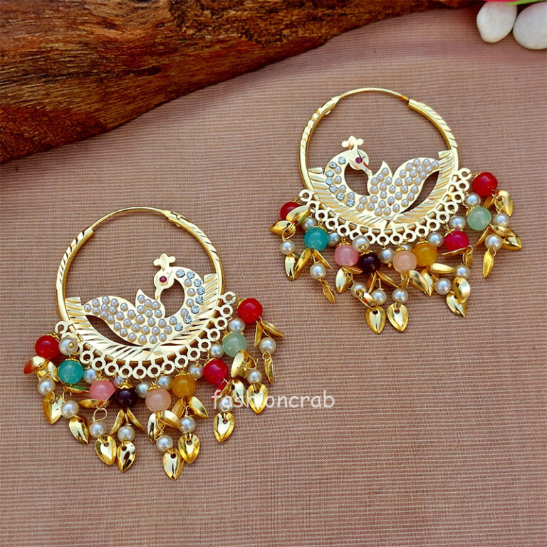 Peacock Inspired Punjabi Bali Earrings