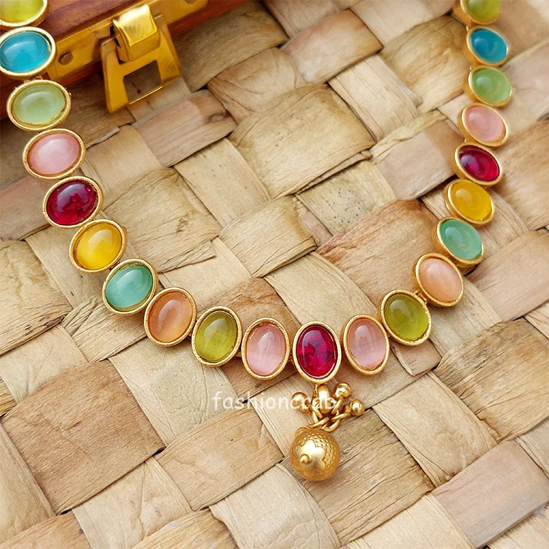 Multicolor Stone Choker Necklace