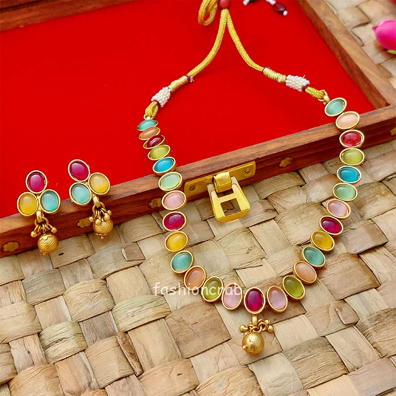 Multicolor Stone Choker Necklace